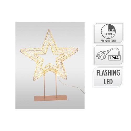 50cm star on base 300 warm white LEDs with timer