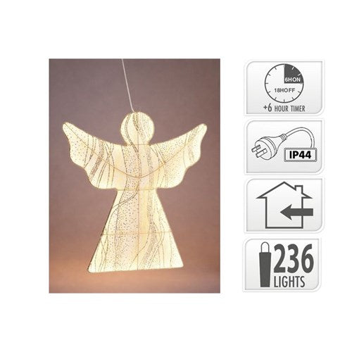 LED Christmas angel hanging decoration 236 LEDs 43 x 48cm