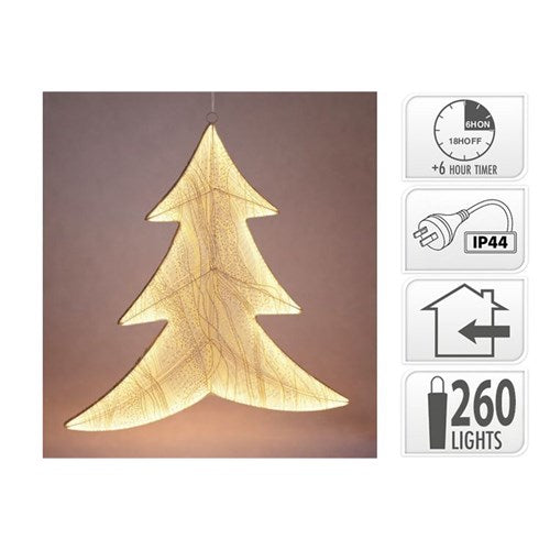 gold fabric Christmas tree decoration 260 LEDs 53 x 56cm