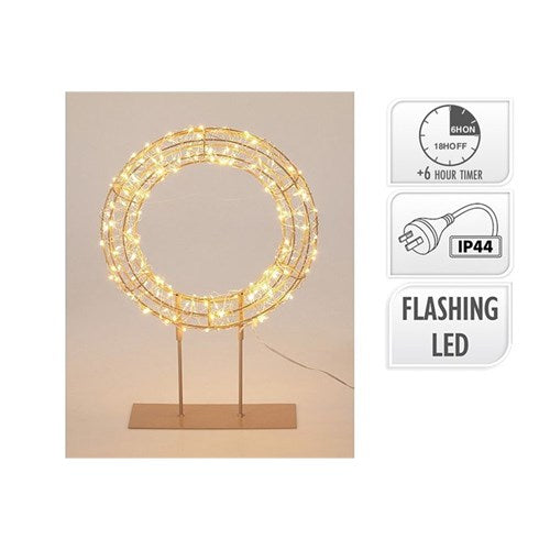 54cm wreath on base with 300 warm white LEDs timer