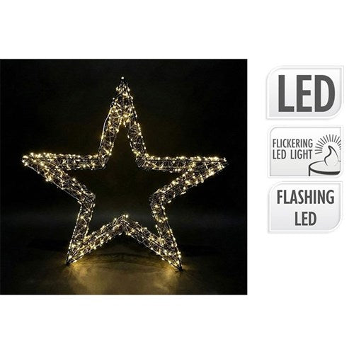 black star with 1200 warm white LEDs 56cm timer flicker