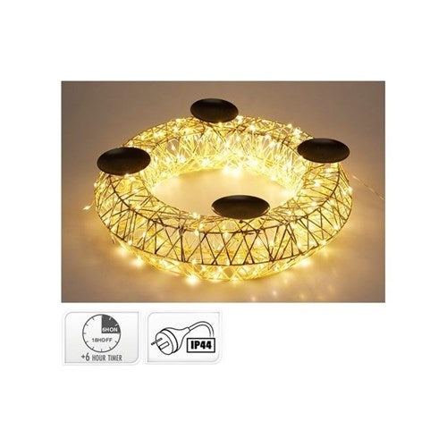 LED wreath candle holder, 250 lights, IP44