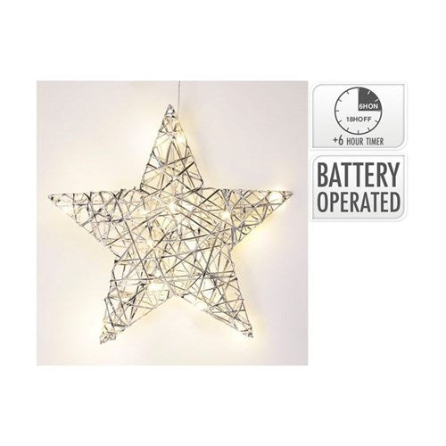 30 cm silver LED star, 20 lights