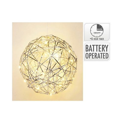 20 cm silver LED light ball, 30 lights