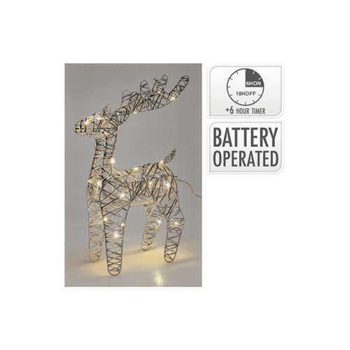 34 cm silver LED reindeer, 25 lights