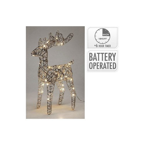 37 cm silver LED reindeer, 30 lights