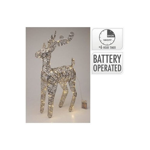 60 cm silver LED reindeer, 60 lights