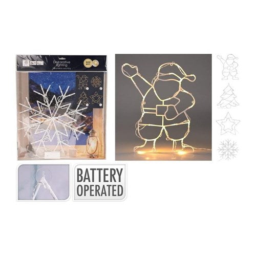 Set of white lit Christmas figure silhouettes