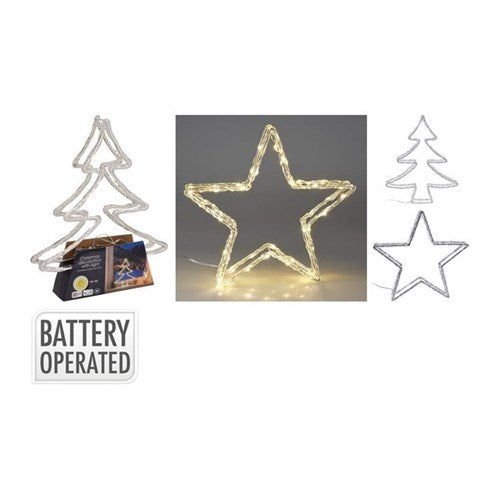 34 cm warm white LED Christmas figures, 2 assorted