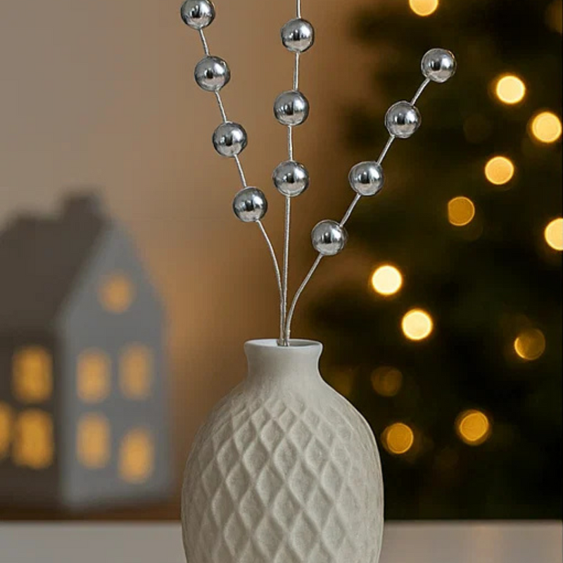 Triple Silver Pick Christmas Decoration 25cm