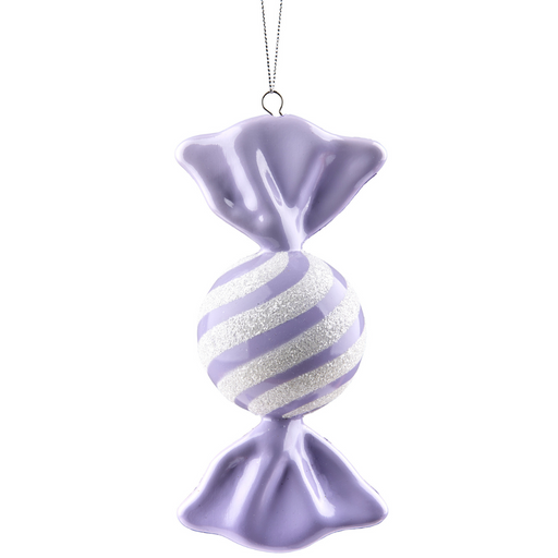 Christmas Decoration - Purple & White Lolly with Glitter 18cm