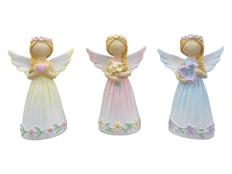 Small standing angel figurine with flowers