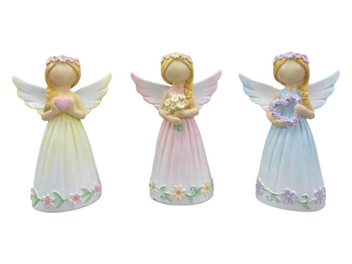 Small standing angel figurine with flowers