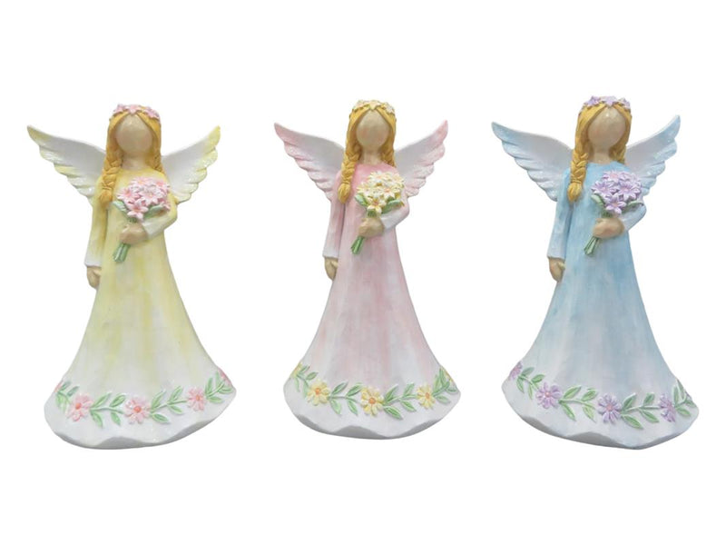 16CM STANDING FLORAL ANGEL 3 ASS