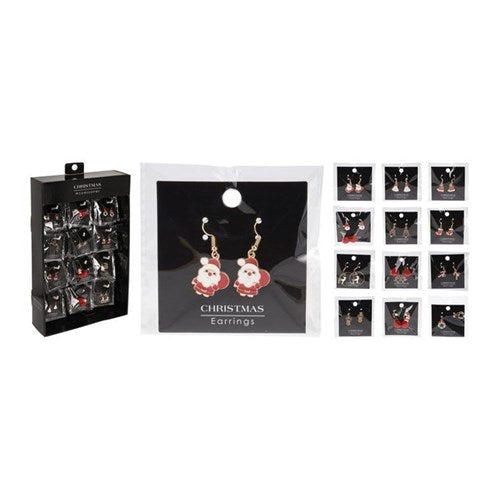 Set of 12 assorted Christmas-themed earrings
