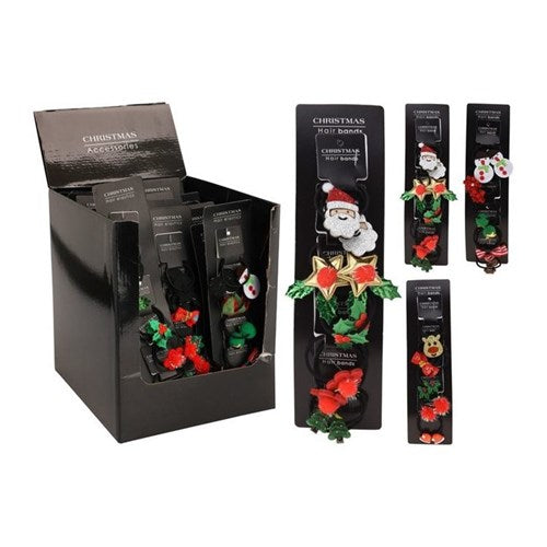 Three packs of five Christmas-themed hair elastics