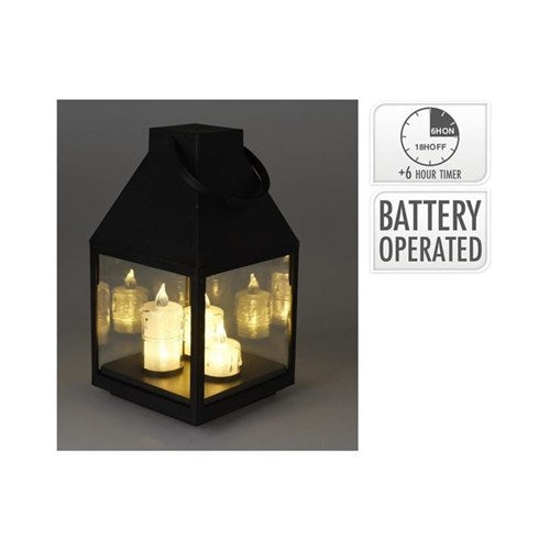 25 cm LED lantern with three faux candles