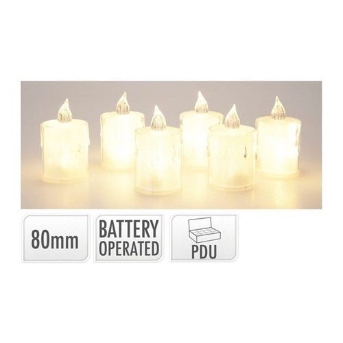 8cm transparent warm white LED candle light battery operated