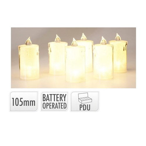 105 mm transparent warm white LED candle light, battery operated