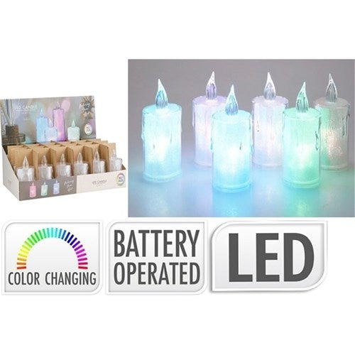 8cm transparent RGB LED candle battery operated