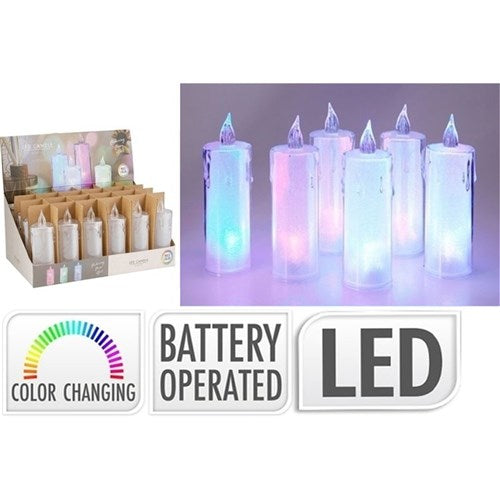 12.5cm transparent RGB LED candle battery operated