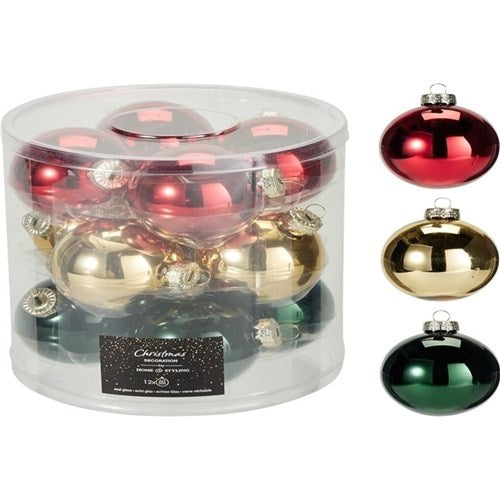 traditional glass Christmas baubles 60mm set of 12