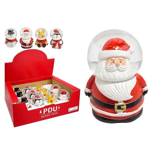6.5cm Christmas snow globe head figurine four assorted designs
