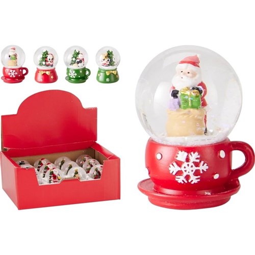 6.5cm Christmas snow globe cup four assorted designs