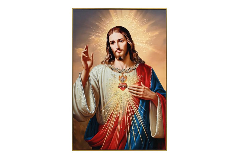 Jesus wall artwork with decorative embellishments 62x92cm