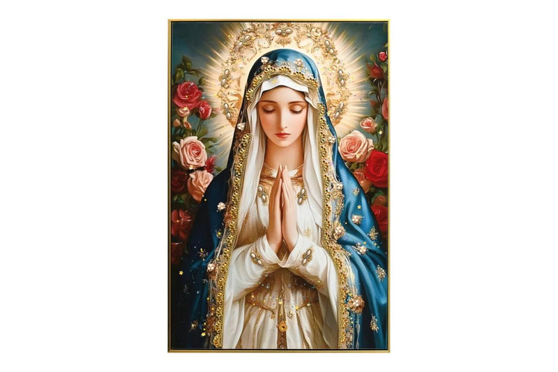 Virgin Mary praying artwork with embellishments 62x92cm
