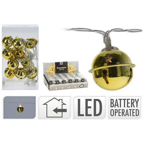 Gold bell cap LED chain, 10 lights