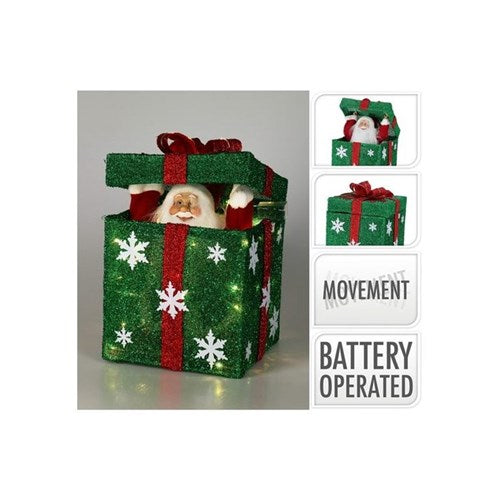 50 cm green LED gift box with Santa figure