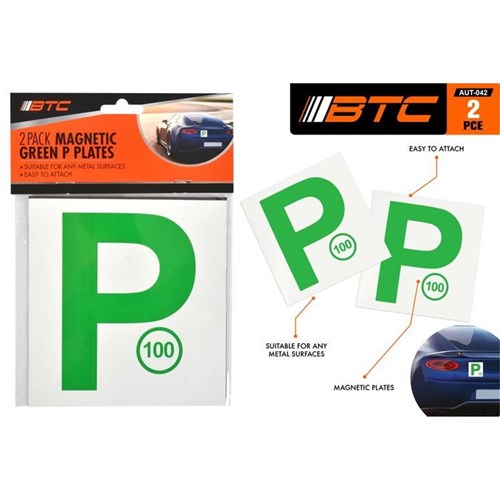 NSW approved green magnetic P plates two pack