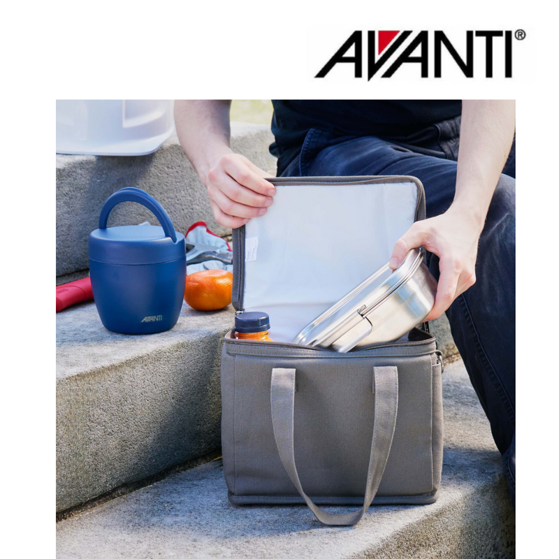 AVANTI Insulated Canvas Lunch Bag Charcoal – modern insulated canvas lunch bag for work and school