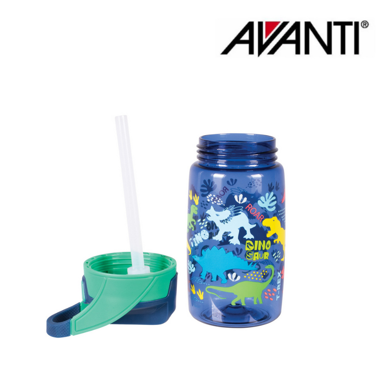 AVANTI YumYum Auto Flip Spout Tritan Bottle 450ml Dinosaur – kids BPA-free water bottle with flip spout and dinosaur design
