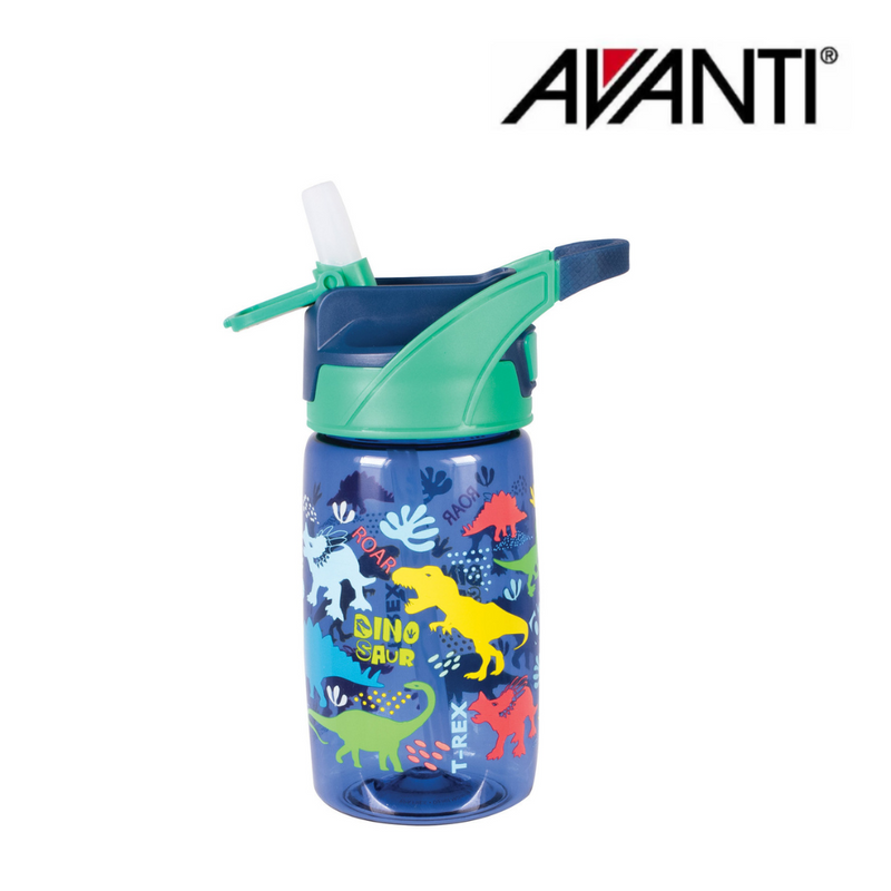 AVANTI YumYum Auto Flip Spout Tritan Bottle 450ml Dinosaur – kids BPA-free water bottle with flip spout and dinosaur design