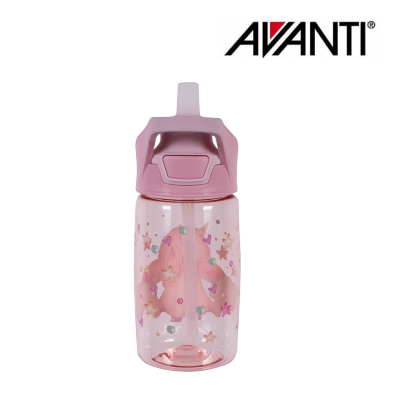 AVANTI YumYum Auto Flip Spout Tritan Bottle 450ml Unicorn – kids BPA-free water bottle with flip spout and unicorn design