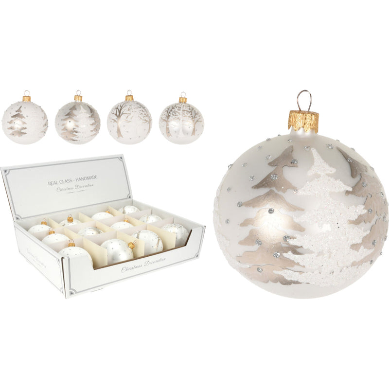 Ronis Christmas Ball Trees 80Mm 4 Assorted Clear
