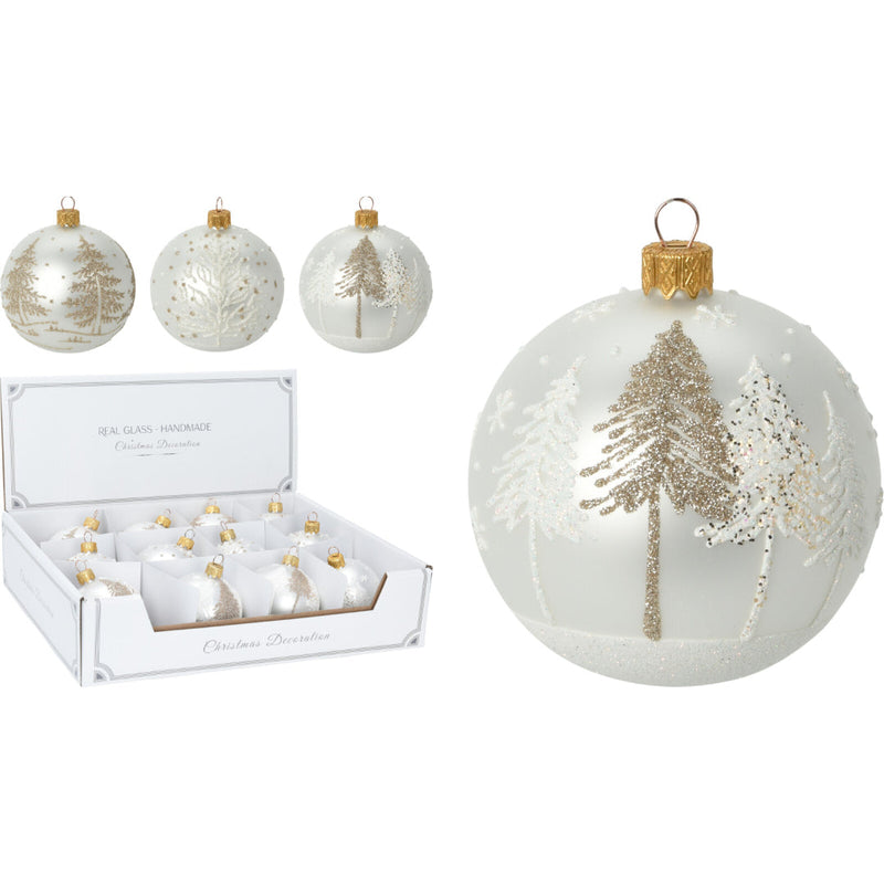 Ronis Christmas Ball Tree 80Mm 3 Assorted White