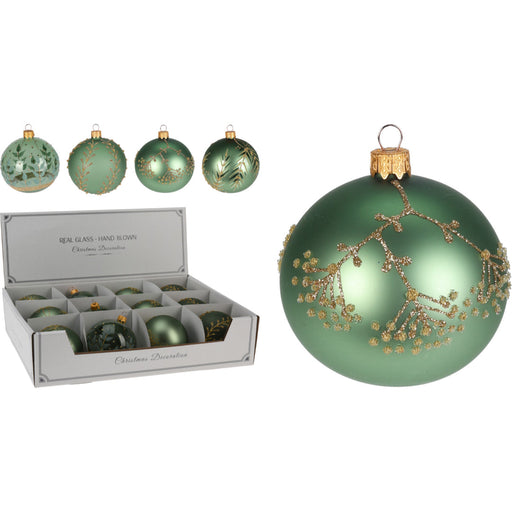 Ronis Christmas Ball 80Mm Green 4 Assorted