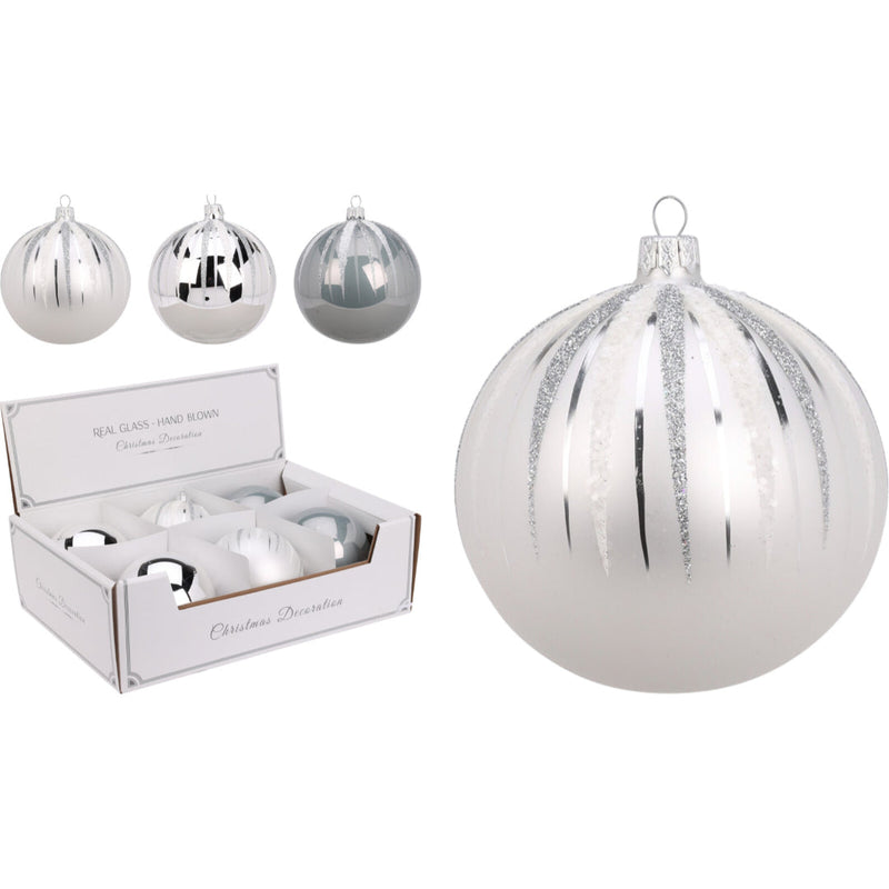 Ronis Christmas Ball 100Mm Glitter 3 Assorted Clear