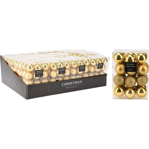gold Christmas baubles 30mm set of 24