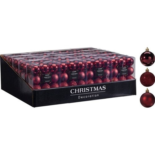 burgundy Christmas baubles 30mm set of 24