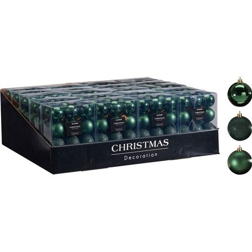 green Christmas baubles 30mm set of 24