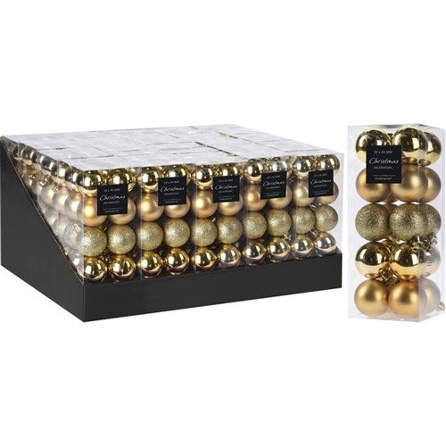 gold Christmas baubles 40mm set of 20