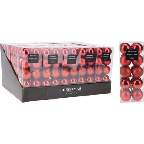 red Christmas baubles 40mm set of 20