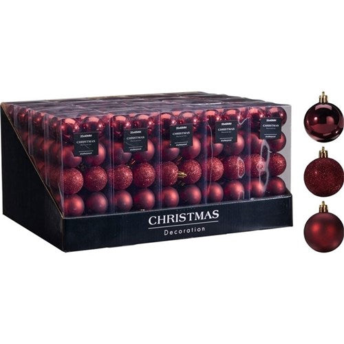 burgundy Christmas baubles 40mm set of 20