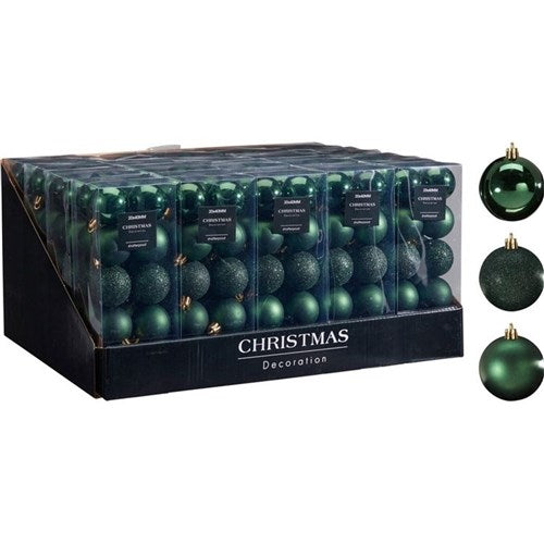 green Christmas baubles 40mm set of 20