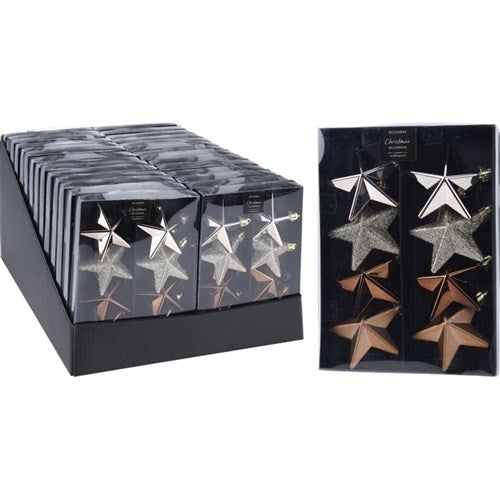 champagne hanging Christmas stars 65mm set of eight