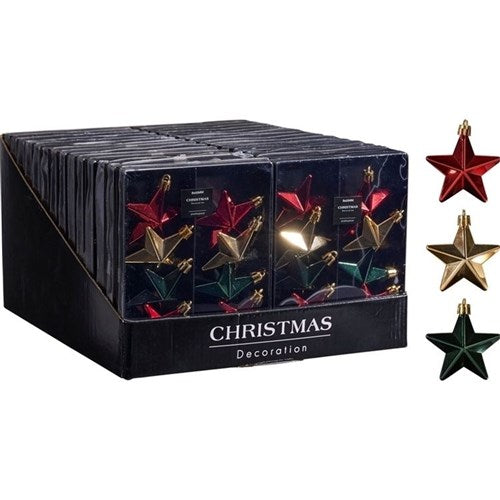 traditional hanging Christmas stars 65mm set of eight